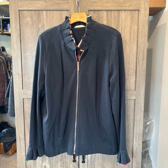 Soft Surroundings Large Philomena Jacket Ruffle Neck Black - Picture 2 of 14